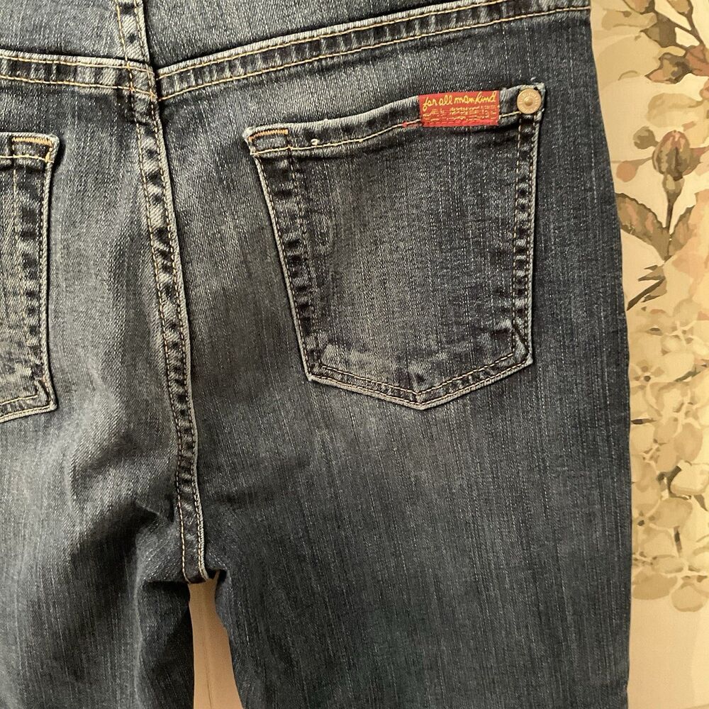 Seven For All Mankind The High Waist Jeans Blue Denim Med Wash Raw Hem Size 26 - Picture 10 of 14
